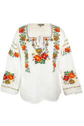 Bluza tip ie dama B23 alb/maro marime 2XL 