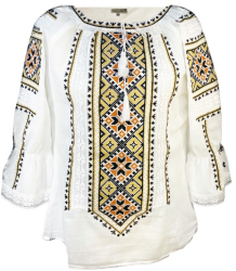 Bluza tip ie traditionala dama ML 237 alb/maro marime M 