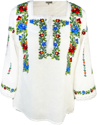 Bluza tip ie traditionala dama ML 237 alb/verde broscuta marime 2XL 