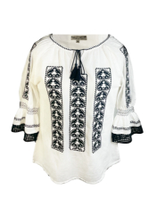 Bluza tip ie traditionala dama ML09 marime 2XL alb /negru glossy