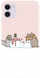 Husa din silicon compatibila cu Apple iPhone 11 - model Cat And Snowman 