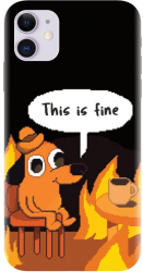 Husa din silicon compatibila cu Apple iPhone 11 - model Pixel Art This Is Fine 