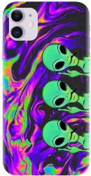 Husa din silicon compatibila cu Apple iPhone 11 - model Trippy Aliens 