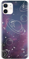 Husa din silicon compatibila cu Apple iPhone 12 Mini - model Cosmic Drawn Map 