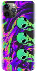 Husa din silicon compatibila cu Apple iPhone 12 Pro Max - model Trippy Aliens 