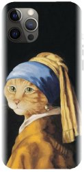 Husa din silicon compatibila cu Apple iPhone 14 Pro Max - model Cat With A Pearl Earring 
