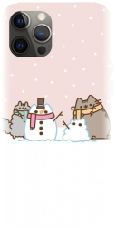 Husa din silicon compatibila cu Apple iPhone 14 Pro - model Cat And Snowman 