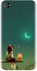 Husa din silicon compatibila cu Apple iPhone 4 / 4S - model Cat And Girl 