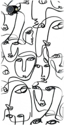 Husa din silicon compatibila cu Apple iPhone 4 / 4S - model Line Art Faces 