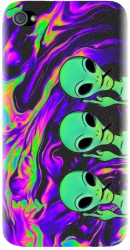 Husa din silicon compatibila cu Apple iPhone 4 / 4S - model Trippy Aliens 