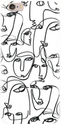Husa din silicon compatibila cu Apple iPhone 5 / 5S / 5G / SE - model Line Art Faces 