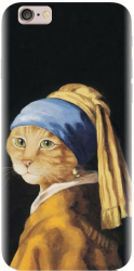 Husa din silicon compatibila cu Apple iPhone 5C - model Cat With A Pearl Earring 