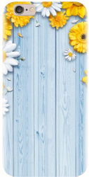 Husa din silicon compatibila cu Apple iPhone 5C - model Sunflower On Blue Wood 