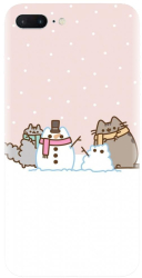 Husa din silicon compatibila cu Apple iPhone 7 Plus - model Cat And Snowman 
