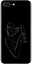 Husa din silicon compatibila cu Apple iPhone 7 Plus - model Line Art Champagne