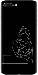 Husa din silicon compatibila cu Apple iPhone 8 Plus - model Line Art The Smart One 