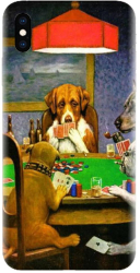 Husa din silicon compatibila cu Apple iPhone X - model Dogs Playing Poker 
