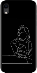 Husa din silicon compatibila cu Apple iPhone XR - model Line Art The Smart One 