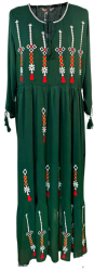 Rochie dama casual RL24 cu motive traditionale verde brad marimea XL 