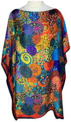 Rochie tip poncho T dama Dacali rosu/bleumarin one size 