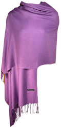 Esarfa tip sal din casmir mov liliachiu 190x75 cm 