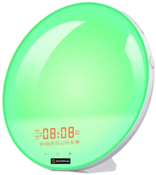 Lampa LED Inteligenta pentru Veghe si Citit cu Radio FM Ceas Alarma si Simulare Rasarit/Apus Soare Alba Fara App 