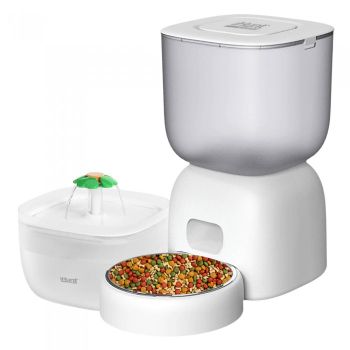 Hranitor automat si fantana de apa pentru animale de companie iHunt Smart Pet Care Pack Programabil Sistem de filtrare Aplicatie iHuntHome S 