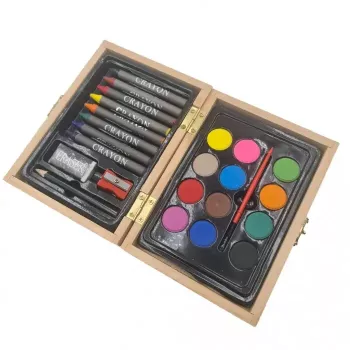 Acuarele 12 Culori Creioane Colorate Cutie Lemn 16 cm Crem 