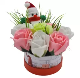 Aranjament floral deosebit Craciun 7 trandafiri om de zapada mic 
