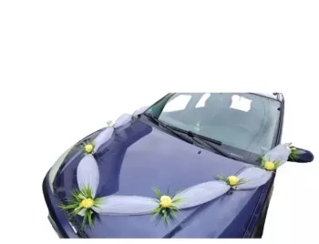 Aranjament floral masini tematica nunta galben 3 m trandafiri 