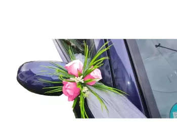 Aranjament floral oglinzi masini roz 30 x 30 cm trandafiri 
