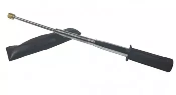 Baston telescopic din otel 3 elementi 47 cm flexibil elementi din arcuri maner cauciuc argintiu 