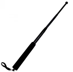 Baston telescopic metalic 4 segmente 64 cm maner burete full negru 