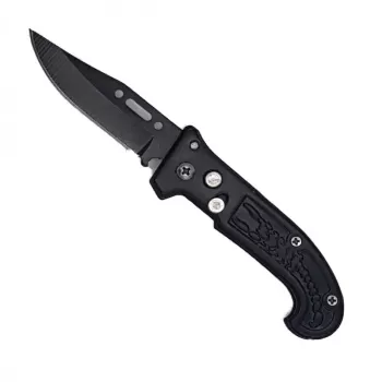 Briceag deschidere a lamei pe buton lama otel negru scorpion 16 cm 