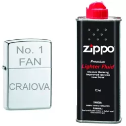 Bricheta Argintie Gravata No.1 FAN Craiova si Lichid Zippo