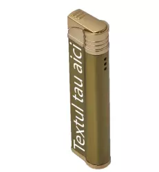 Bricheta Metalica cu Gaz Antivant Model Robotic Slim Reincarcabila Auriu Cutie Personalizata 