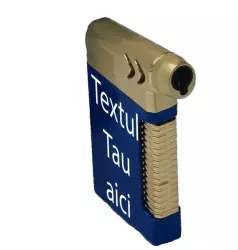 Bricheta Metalica cu Gaz Antivant Model Tragaci Reincarcabila Albastru Cutie Personalizata 