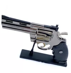 Bricheta Pistol Anti-Vant Tip Revolver Negru Marime Naturala Scara 1 la 1 26 cm 350 Grame Gloante Suport 