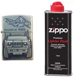 Bricheta Tip Zippo 3D Relief Metalica King of 4wd si Lichid Zippo 125 ml M3 