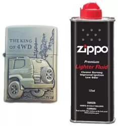 Bricheta Tip Zippo 3D Relief Metalica King of 4wd si Lichid Zippo 125 ml M4 