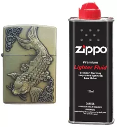 Bricheta Tip Zippo 3D Relief Metalica Peste si Lichid Zippo 125 ml P1 