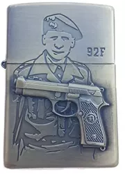 Bricheta Tip Zippo 3D Relief Metalica Soldat Pistol 92F 