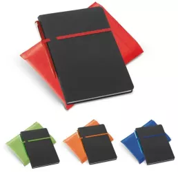 Caiet de notite A5 din PU cu 192 de pagini simple si suport pentru pix 
