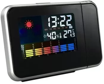 Ceas birou digital proiectie permanenta alarma si statie meteo de interior 