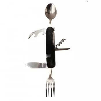 Cutit briceag detasabil cu 6 functii lingura furculita negru 25 cm 