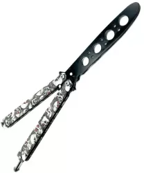 Cutit fluture antrenament Butterfly Balisong gri cranii 