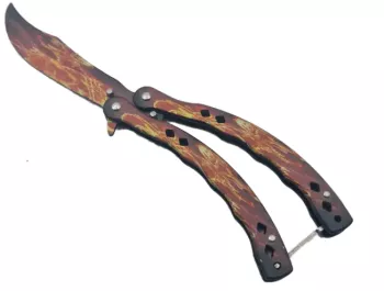 Cutit Fluture Fara Tais Pentru Antrenament Model Flacara Curbat 24 cm 