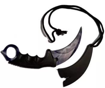 Cutit Karambit albastru fulger si tunet teaca snur de agatat CS GO 