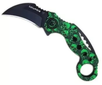 Cutit Karambit Columbia celtic skull verde claw knife 