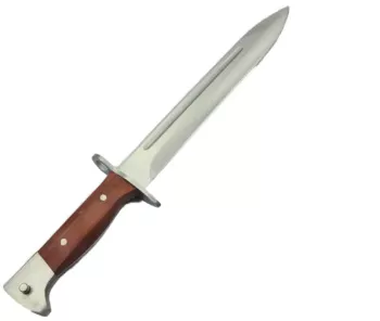 Cutit Stil Baioneta Sistem Prindere Pentru Pusca Inox Maner Lemn Husa 35 cm 